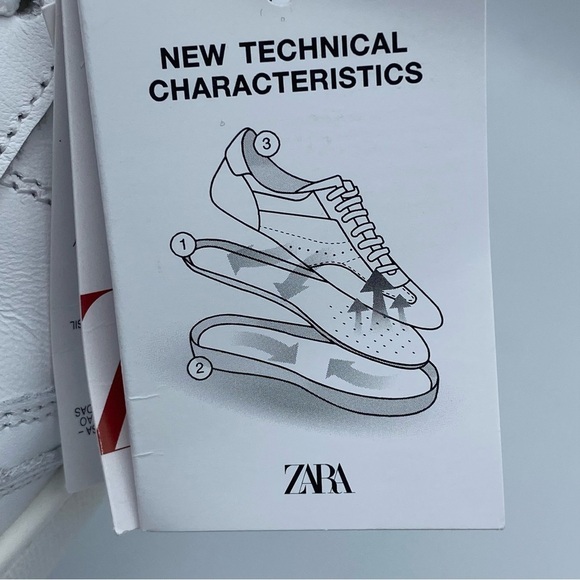 NWT. Zara Women's White Leather Uniform Sneakers. Size 11, 12, 13. - Picture 13 of 15